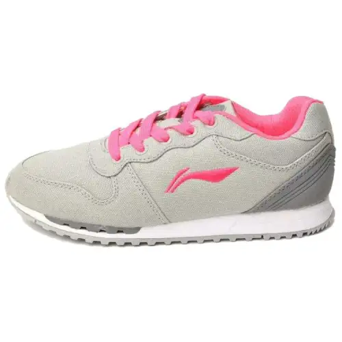 Li Ning Abrasion Resistant Breathable Low top Running Shoes Women's Gray Pink
