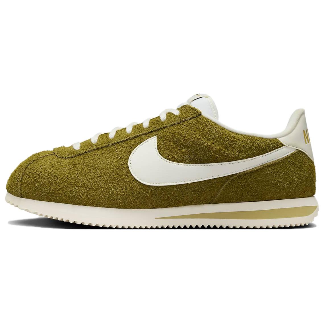 Мужские кроссовки Nike Cortez SE Suede (зелено-белые)