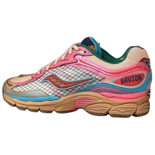 Jae Tips x Saucony Pro Grid Omni 9 Slip Resistant Abrasion Resistant Low top Casual Running Shoes Unisex Pink Blue