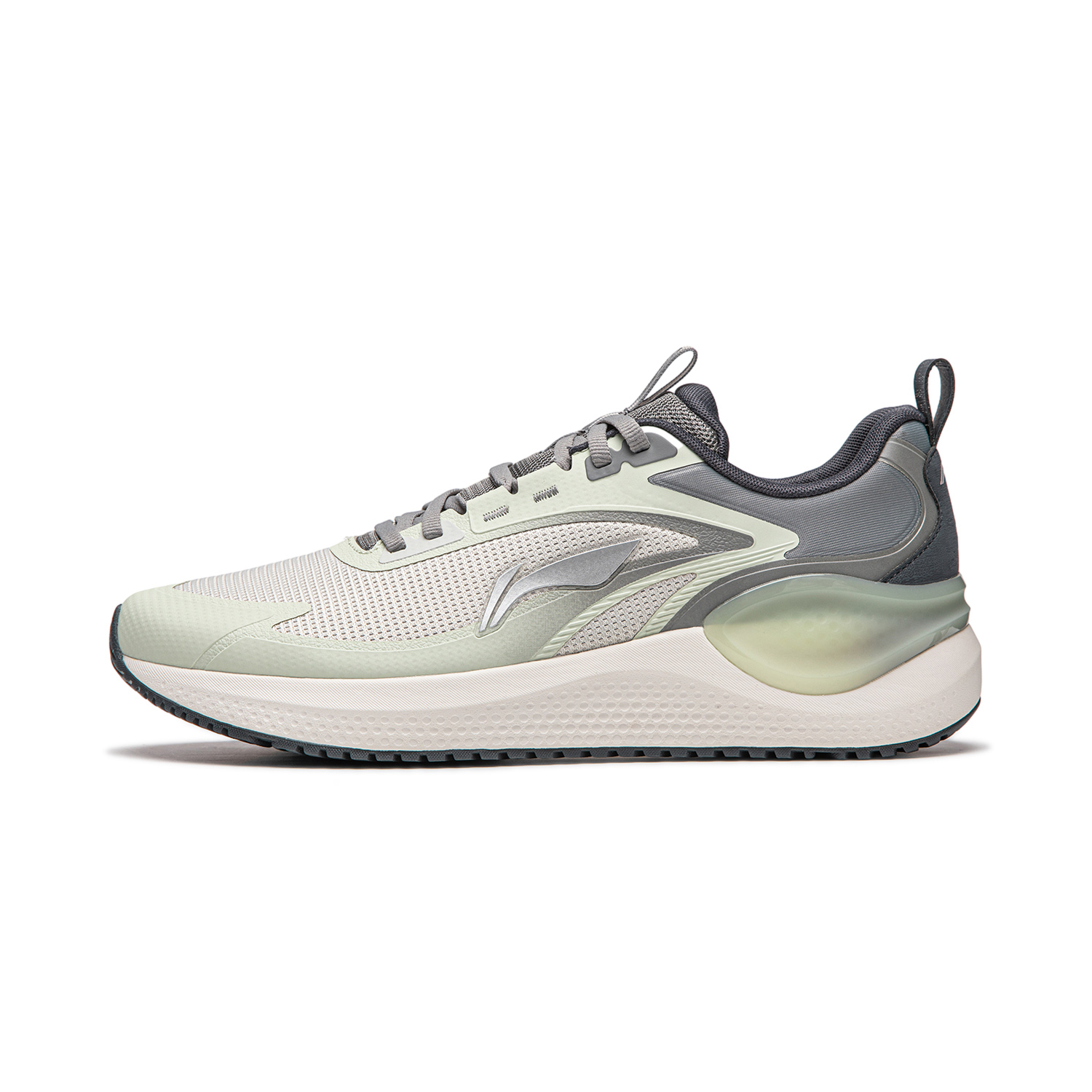 Li Ning Eazgo V2 Fabric Cushioning, Wear Resistant Low top Casual Running Shoes Men's Gray Green