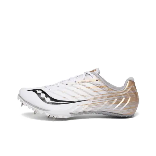 Saucony Spitfire 5 Lightweight Mesh Slip Resistant Cushioning Lightweight Low top Running Shoes Women's White Gold