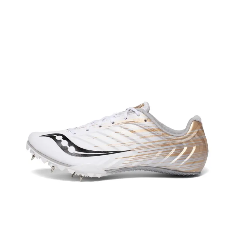 Saucony Spitfire 5 Lightweight Mesh Slip Resistant Cushioning Lightweight Low top Running Shoes Women's White Gold