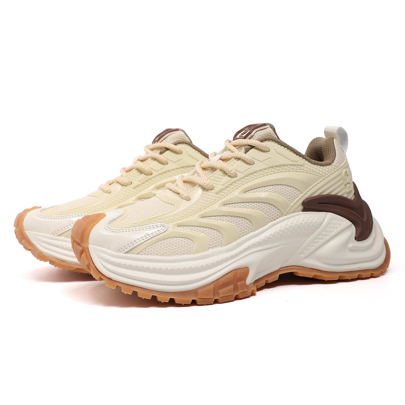 ONPU Cushioning Abrasion Resistant Cushioning, Wear Resistant Low top Casual Running Shoes Unisex Beige Coffee
