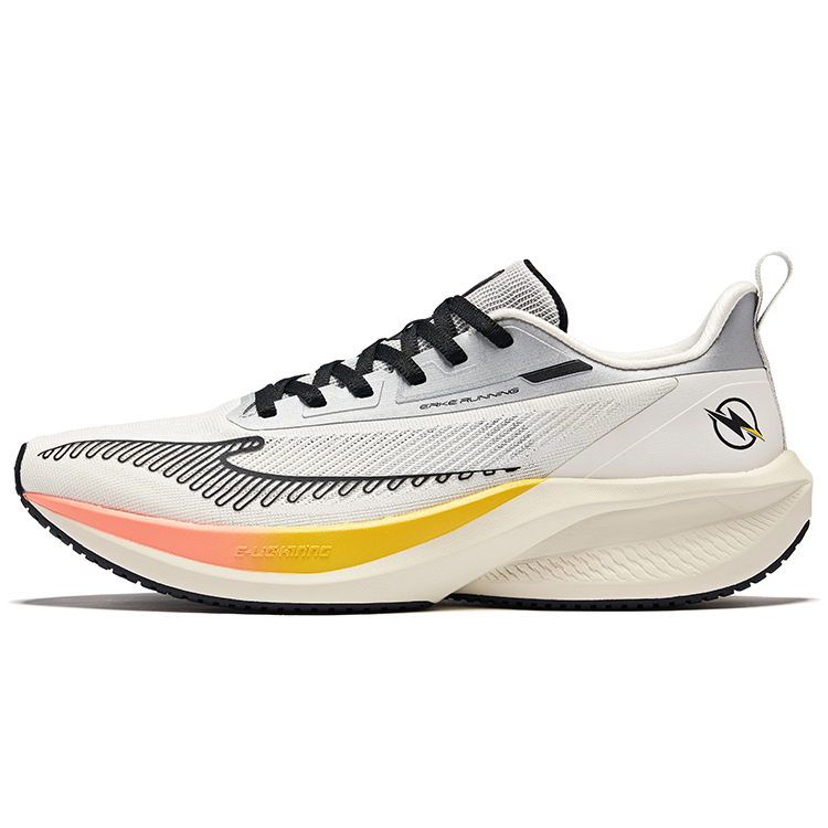Erke Lightning 4 Running Shoes Men’s Low Top Microcrystal White/Bright Silver