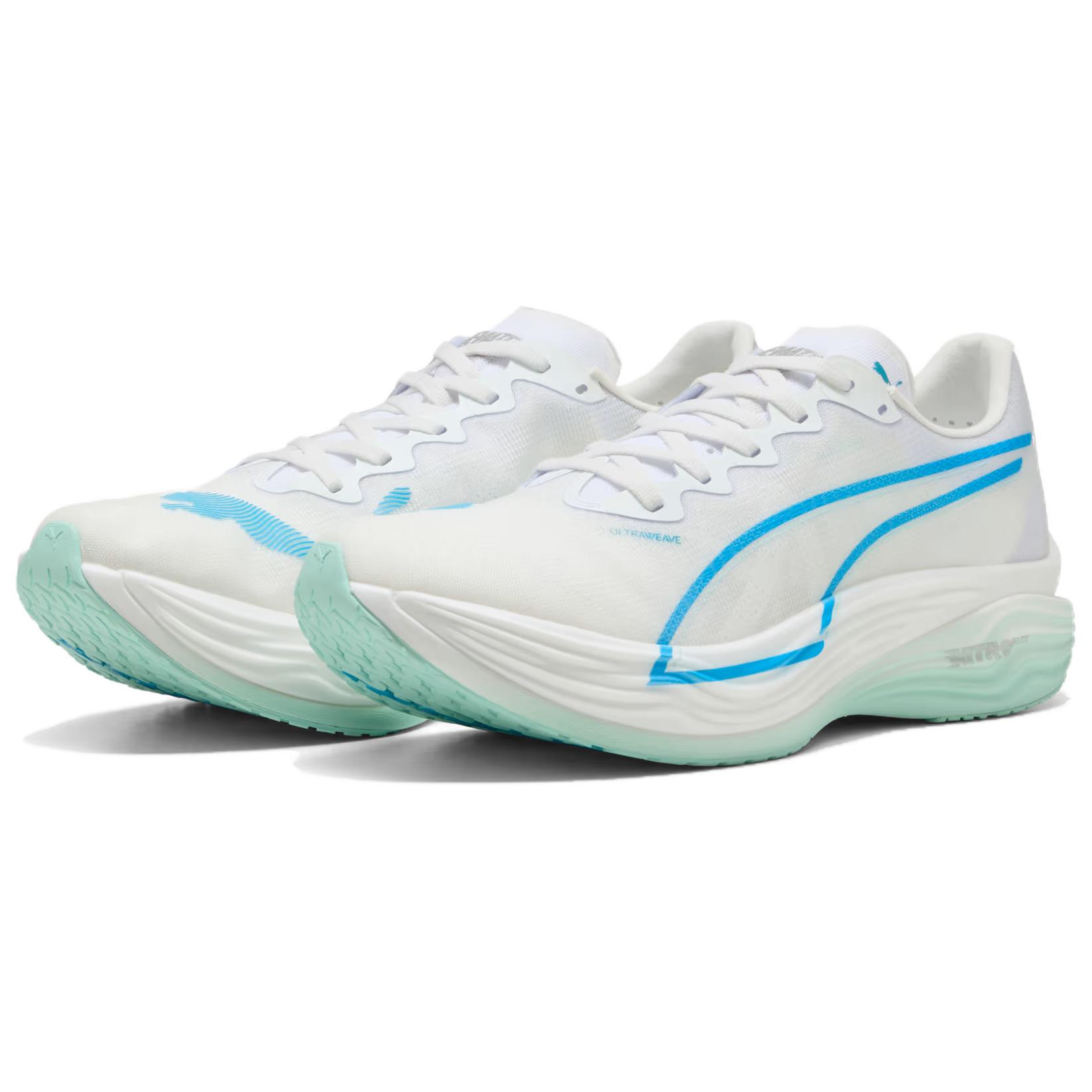 PUMA Deviate NITRO Elite 3 Abrasion Resistant Support Low top Casual Running Shoes Men’s White Blue