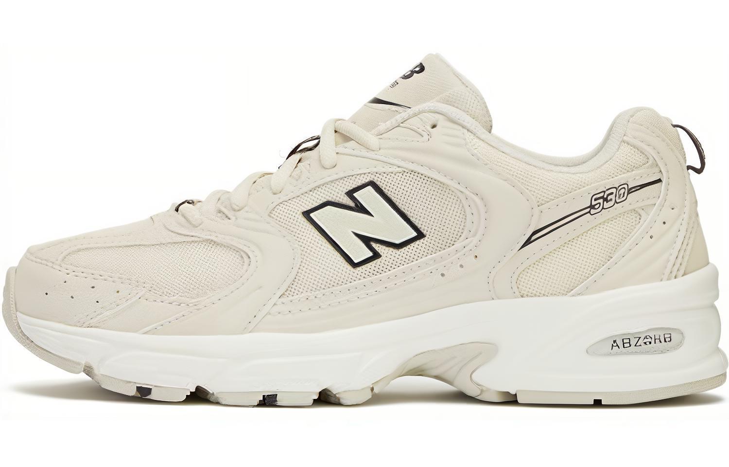 New Balance NB 530 retro shock-absorbing and breathable low-top casual urban commuting running shoes, same style for men and women, off-white, D width