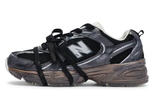 New Balance NB 530 811 Manufacturing, Speed Silver Frontline Distressed Low top Running Shoes Unisex Black Gray Brown