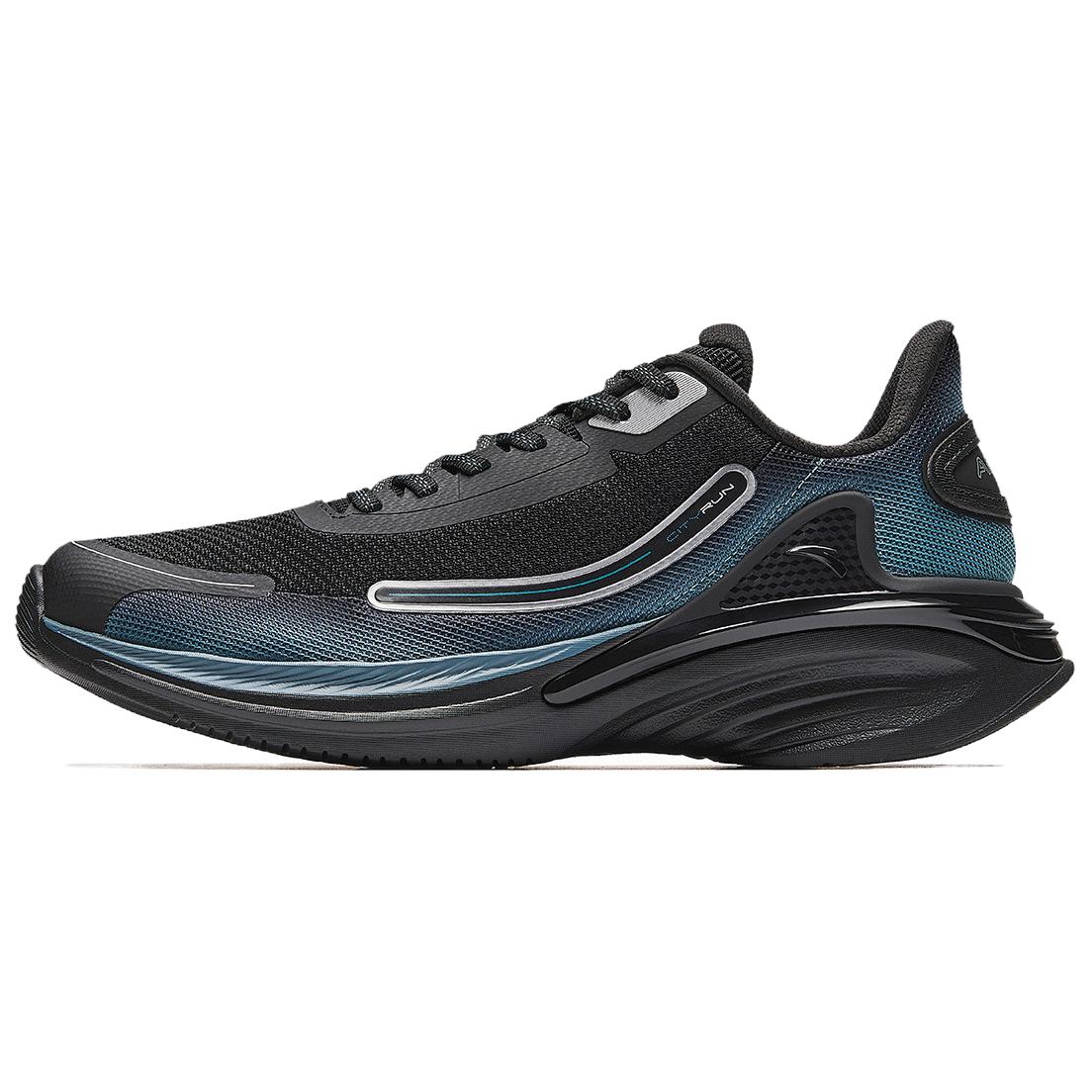 Anta City Abrasion Resistant Cushioning Lightweight Low top Sprint Running Shoes Men’s Black Blue Silver