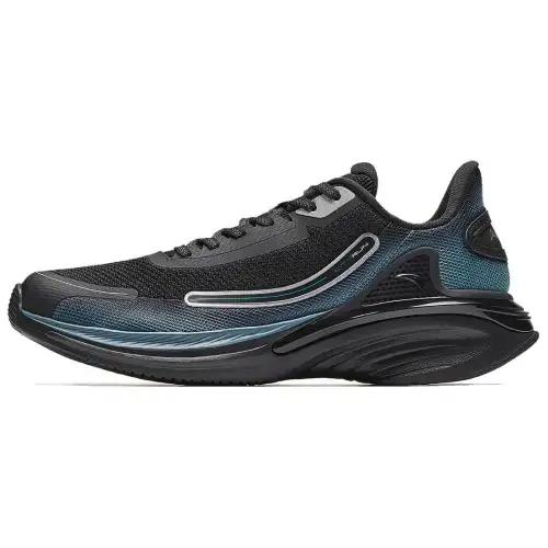 Anta City Abrasion Resistant Cushioning Lightweight Low top Sprint Running Shoes Men's Black Blue Silver