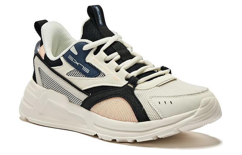 Erke Comfortable Cushioning Abrasion Resistant Breathable Low top Running Shoes Women’s Ivory White Gray Ink Blue