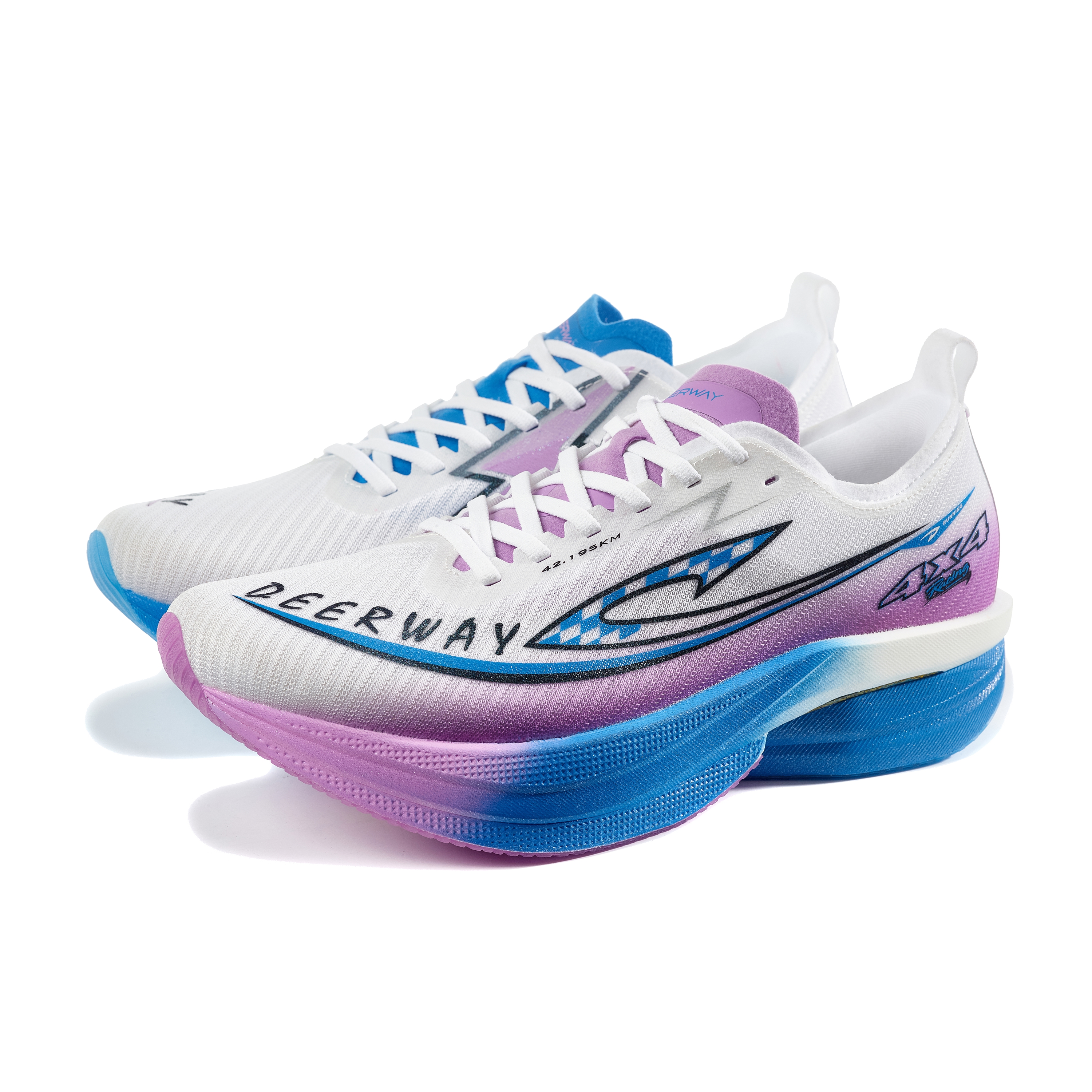 DEERWAY Running Shoes Unisex White Pink Blue Mismatched