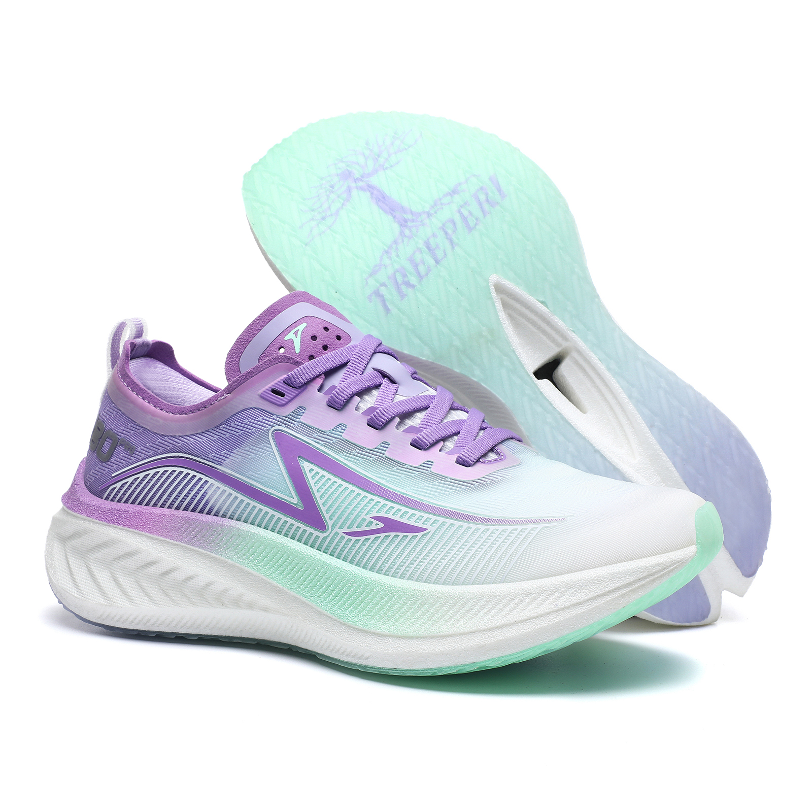 TREEPERI Running Shoes Women’s Low Top Purple/Cyan/White