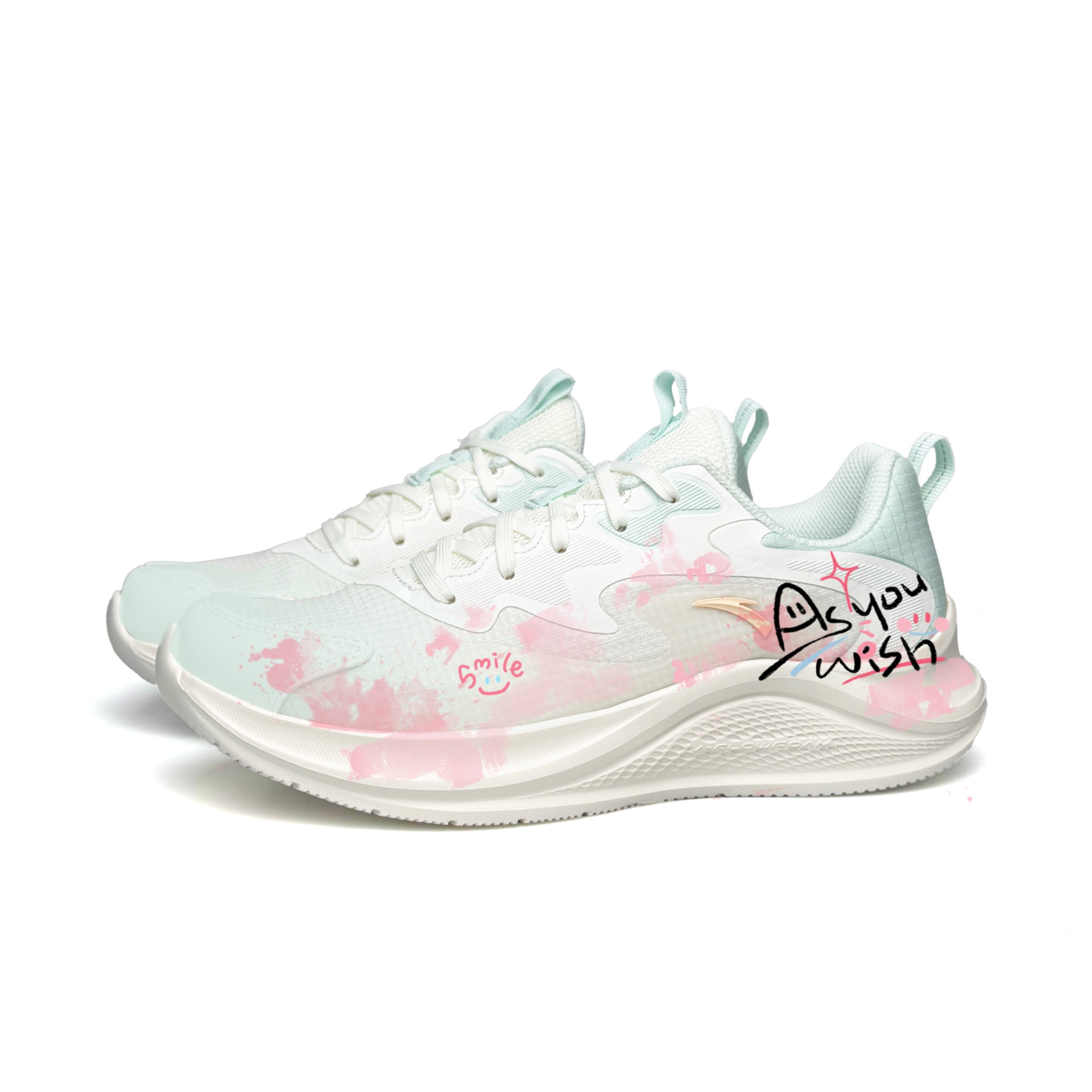 Anta Wander Slip Resistant And Abrasion Resistant Coverage Low top Casual Running Shoes Women’s White Pink