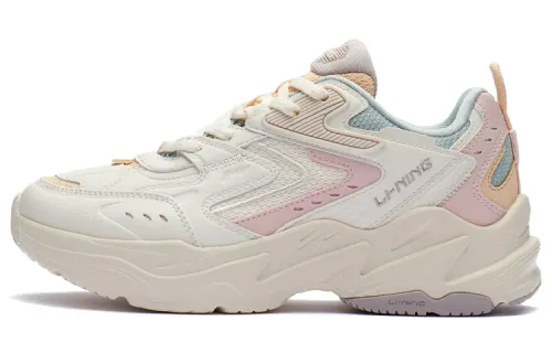 Li Ning Cushioning Slip Resistant Abrasion Resistant Low top Running Shoes Women's Matte Ecru