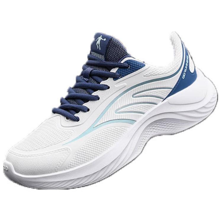QIAODAN Leather Slip Resistant Low top Running Shoes Men’s White Blue