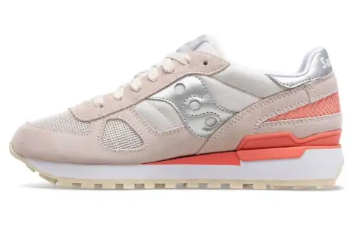 Saucony Shadow Original Textile, Leather Slip Resistant And Breathable Low top Running Shoes Women's White Pink