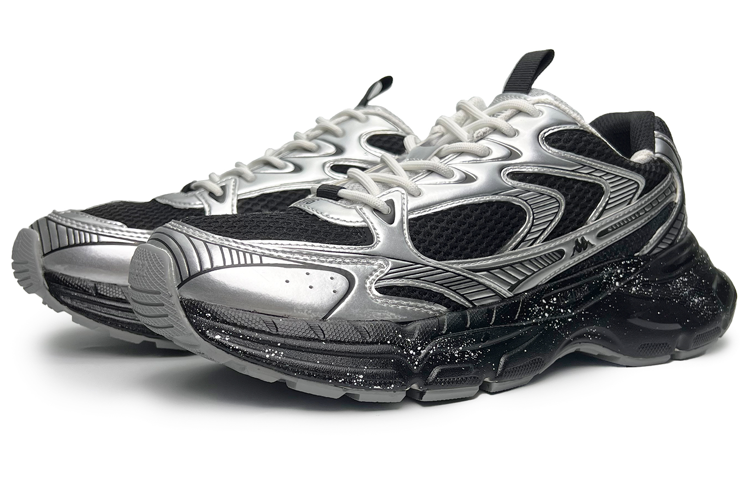Kappa Cushioning Abrasion Resistant Breathable Lightweight Low top Running Shoes Unisex Black Silver