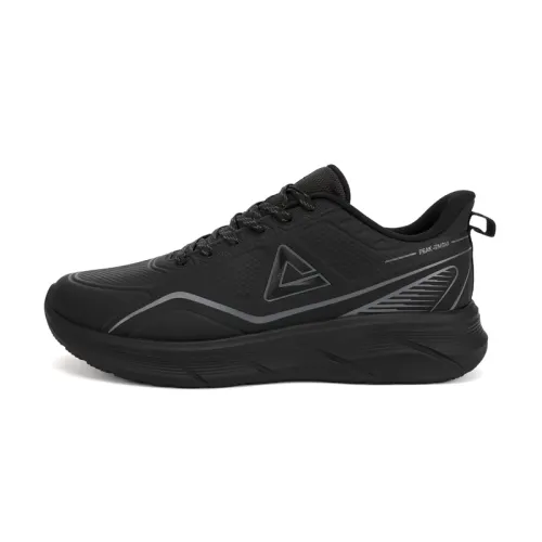 Peak state-of-the-art technology style Black Warrior color leather waterproof fashionable sports versatile shock absorption rebound low-top casual running shoes men's all black