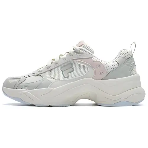 FILA FUSION UNIQUE Textile, Synthetic Leather, Split Cow Leather Comfortable Low top Casual Shoes Women's White Green