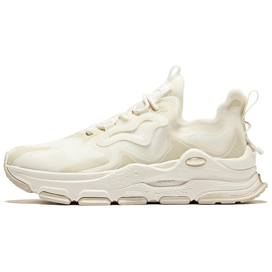 Erke Slip Resistant Abrasion Resistant Low top Casual Running Shoes Unisex White Gray