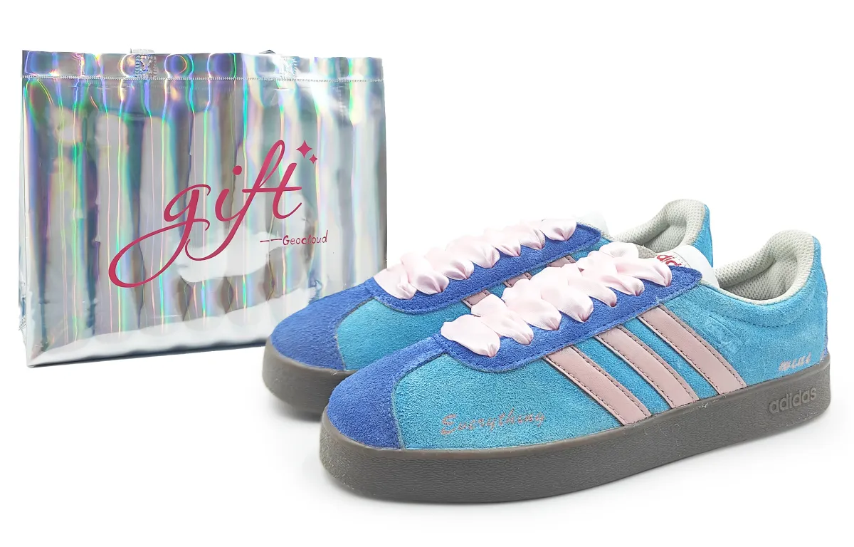 Adidas VL COURT 2.0 Cushioning, Wear Resistant Low top Skateboard Shoes Unisex Blue Pink