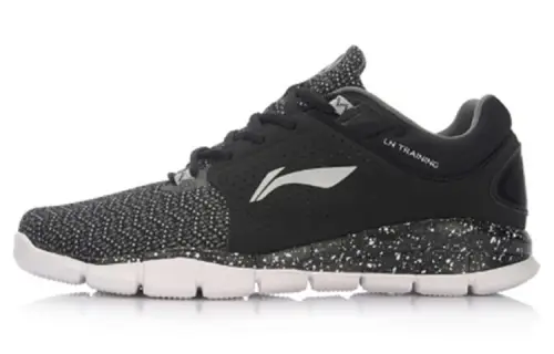 Li Ning Comfortable Cushioning Slip Resistant Abrasion Resistant Low top Running Shoes Men's Black Gray