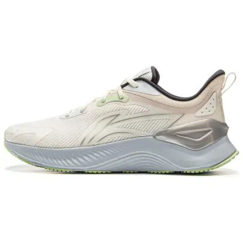 Li Ning Cushioning Slip Resistant Abrasion Resistant Low top Casual Running Shoes Men's Ivory