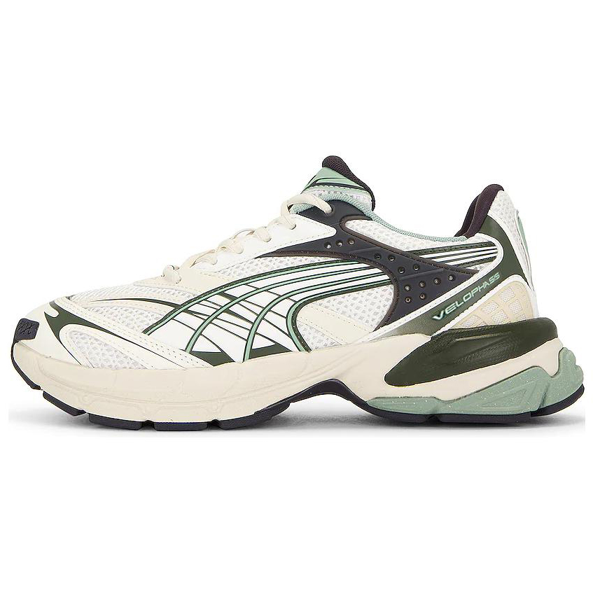 PUMA Velophasis Slip Resistant Abrasion Resistant Low top Running Shoes Men's White Green Black