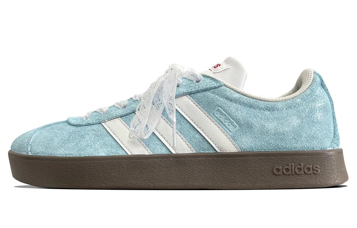 Adidas VL COURT 2.0 Abrasion Resistant Low top Skateboard Shoes Unisex Light Blue