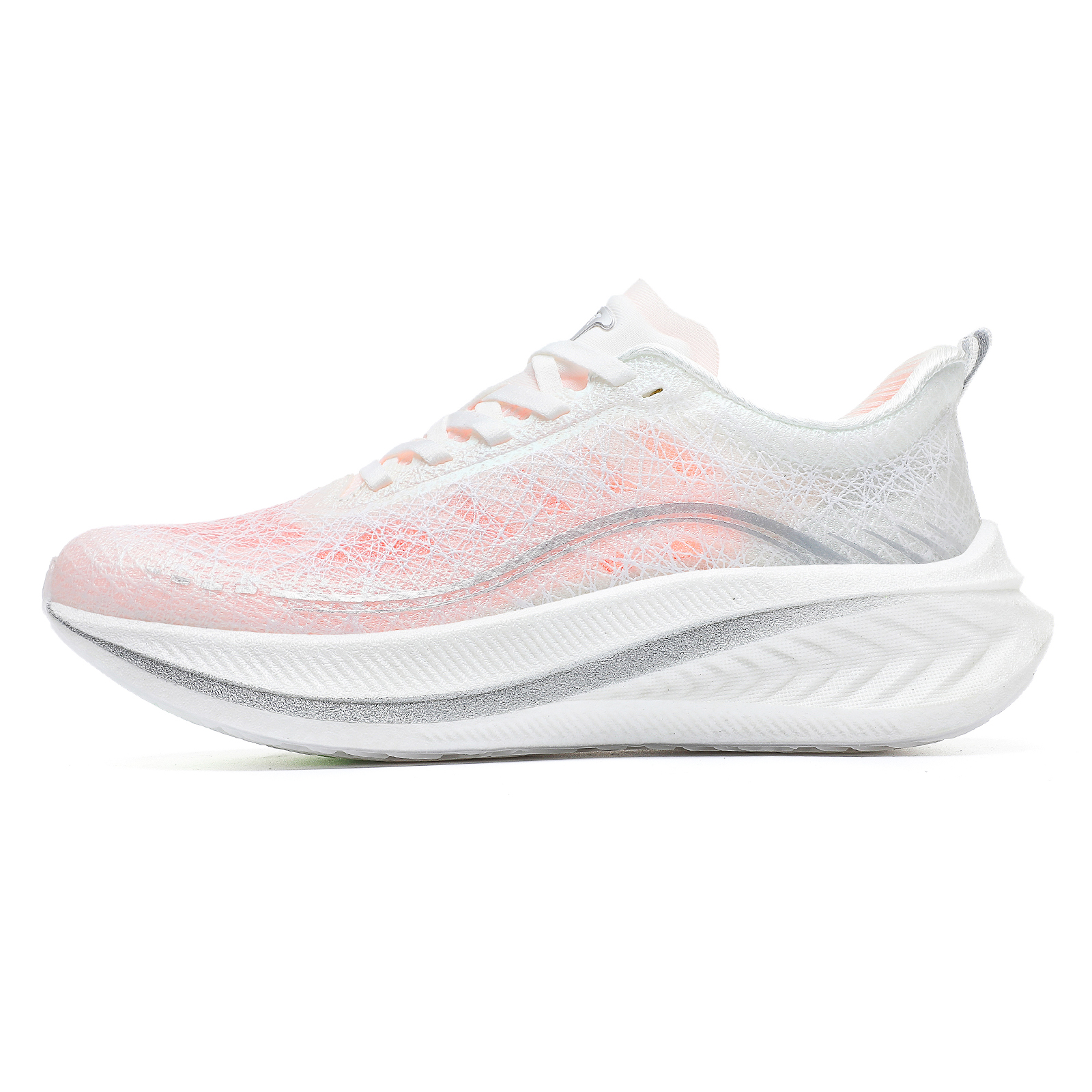 TREEPERI Breathable Coverage Balance Low-Top Carbon Board Marathon Running Shoes Men’s Silver Light White