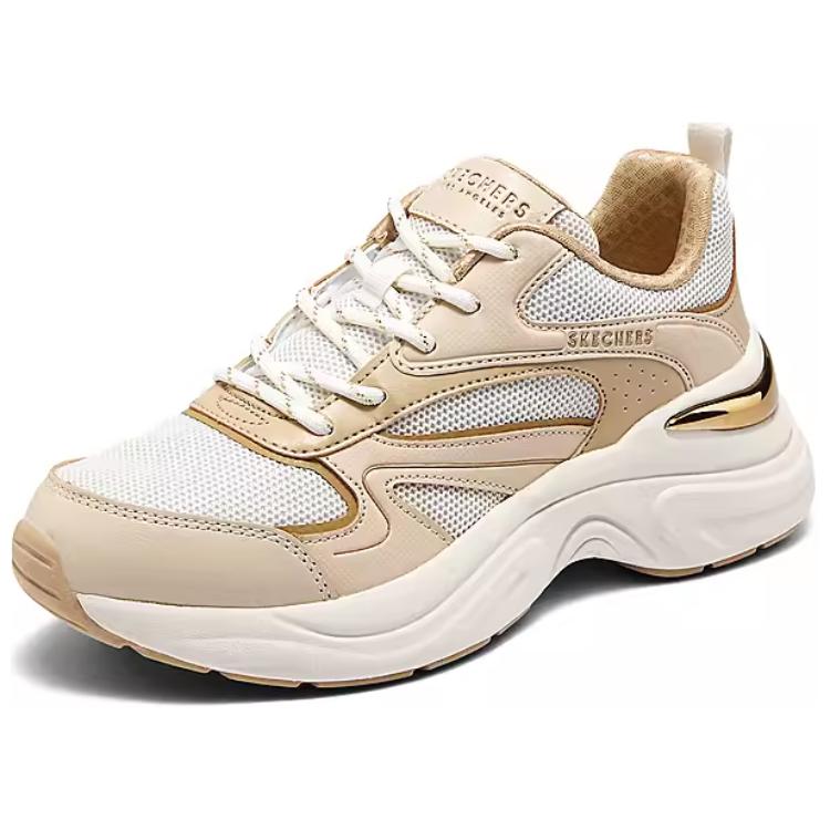 Skechers Street Synthetic Leather, Textile Support Rebound Breathable Low top Casual Running Shoes Women’s White Brown