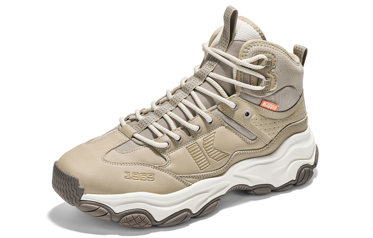 Kappa Abrasion Resistant Slip Resistant High top Running Shoes Unisex Gray Khaki