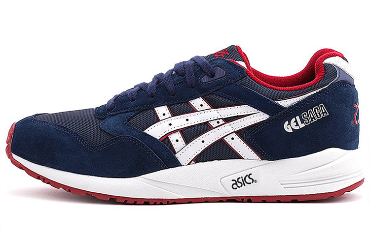 Asics Gel Saga Comfortable Abrasion Resistant Low top Running Shoes Men's Blue White Red