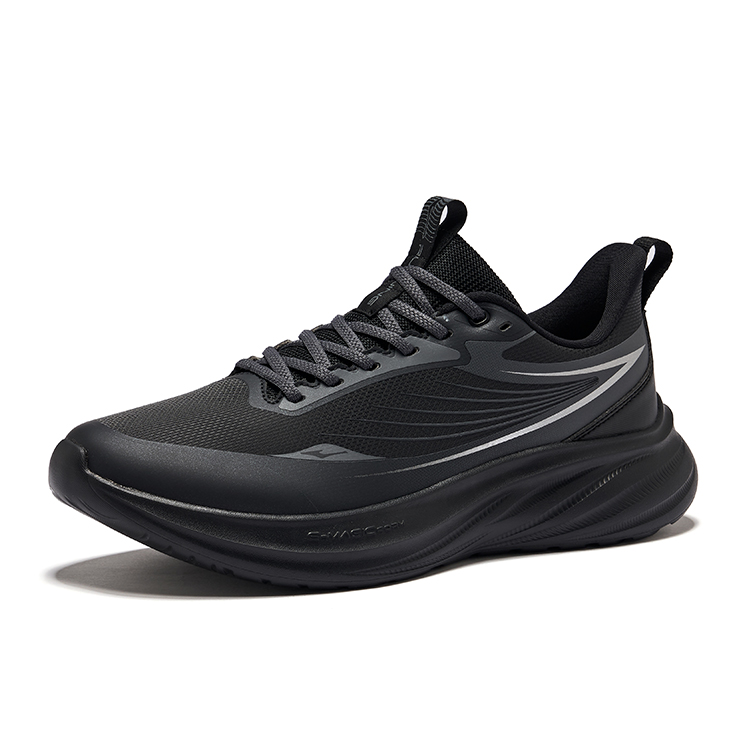 Erke Cushioning Rebound Low top Casual Running Shoes Men’s Jet Black Carbon Gray