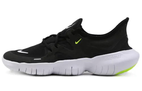 Nike Free RN 5.0 barefoot feeling, fashionable, comfortable, shock-absorbing and non-slip, low-top running shoes, women's model, black, white and yellow