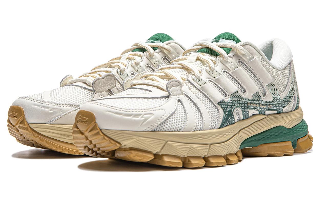 Li Ning Abrasion Resistant Breathable Abrasion Resistant Breathable Low top Running Shoes Women’s Beige Green