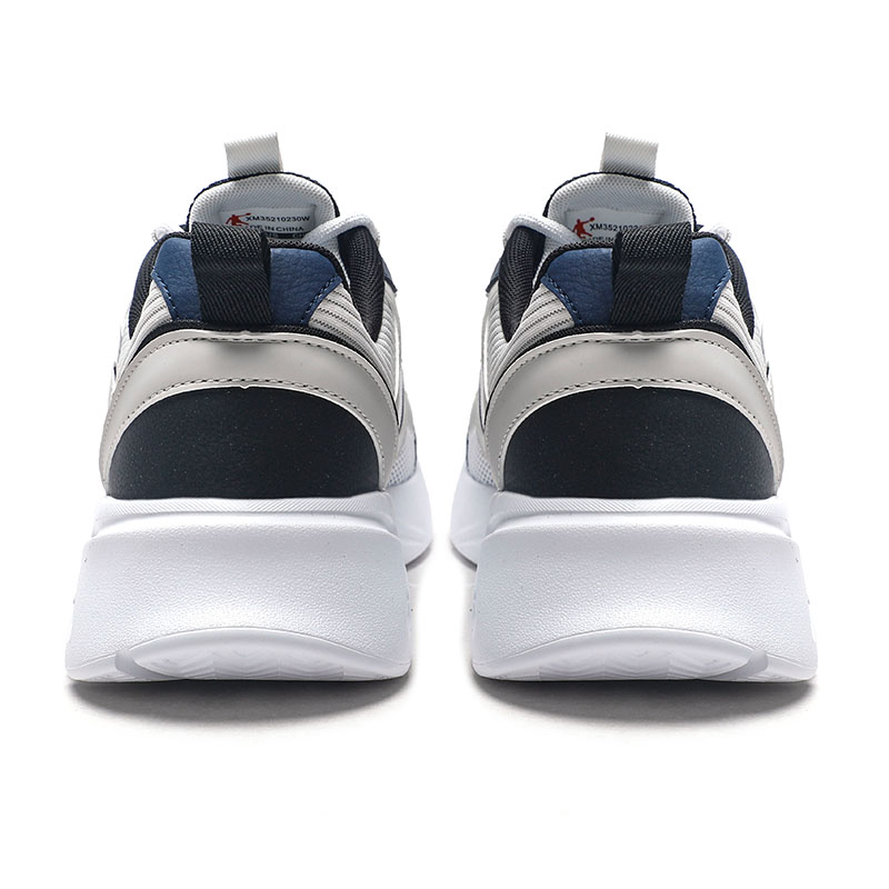 QIAODAN Slip Resistant And Breathable Low top Casual Running Shoes Men’s White Gray Blue
