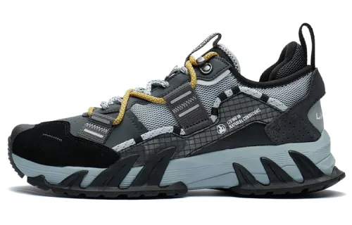 Li Ning Cushioning Slip Resistant Rebound Abrasion Resistant Low top Running Shoes Men's Surface Gray Reflective