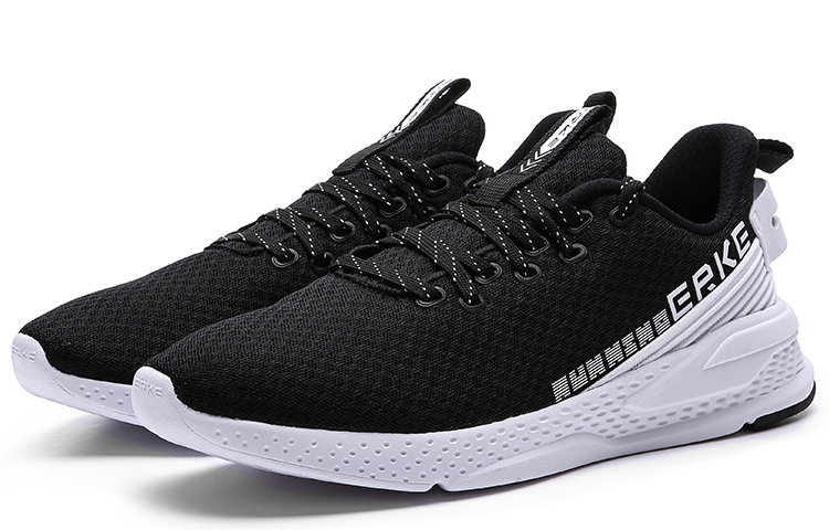 Erke Breathable Low top Running Shoes Men’s Black White