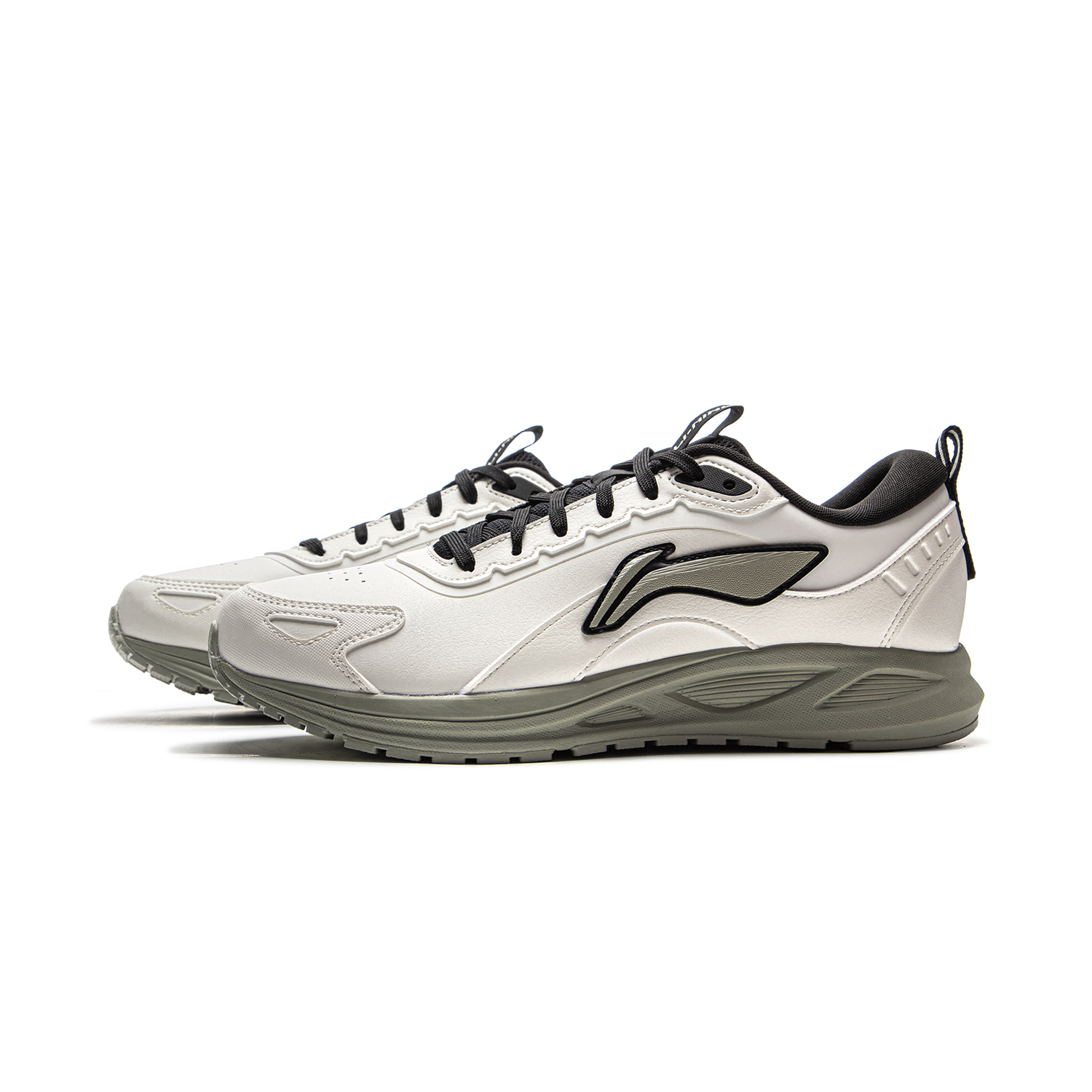 Li Ning Cushioning Slip Resistant Abrasion Resistant Low top Casual Running Shoes Men’s Beige Black Green