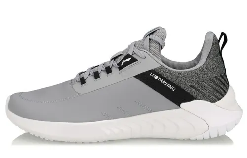Li Ning Synthetic Leather Slip Resistant Abrasion Resistant Low top Running Shoes Unisex Gray