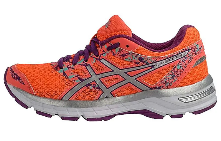 ASICS Gel Excite 4 Abrasion Resistant Low top Sprint City Commuting Running Shoes Women's Orange Purple
