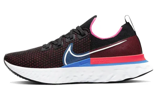 Nike React Infinity Run Flyknit 1 FK Spliced cushioning foam PU shock-absorbing and breathable Low top Training running shoes Men and women Black and red