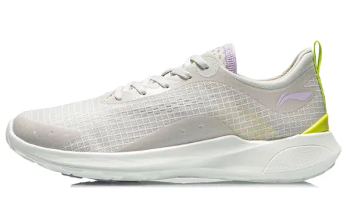 Li Ning Lightweight Cushioning Slip Resistant Abrasion Resistant Lightweight Low top Running Shoes Women's White Green