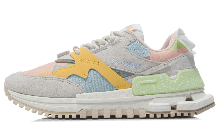 Li Ning 001 Running Shoes Women’s Low Top Mist White/Milk Orange Yellow