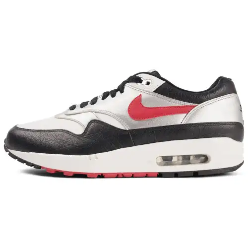 Nike Air Max 1 Comfortable Low top Running Shoes Men's Black Red