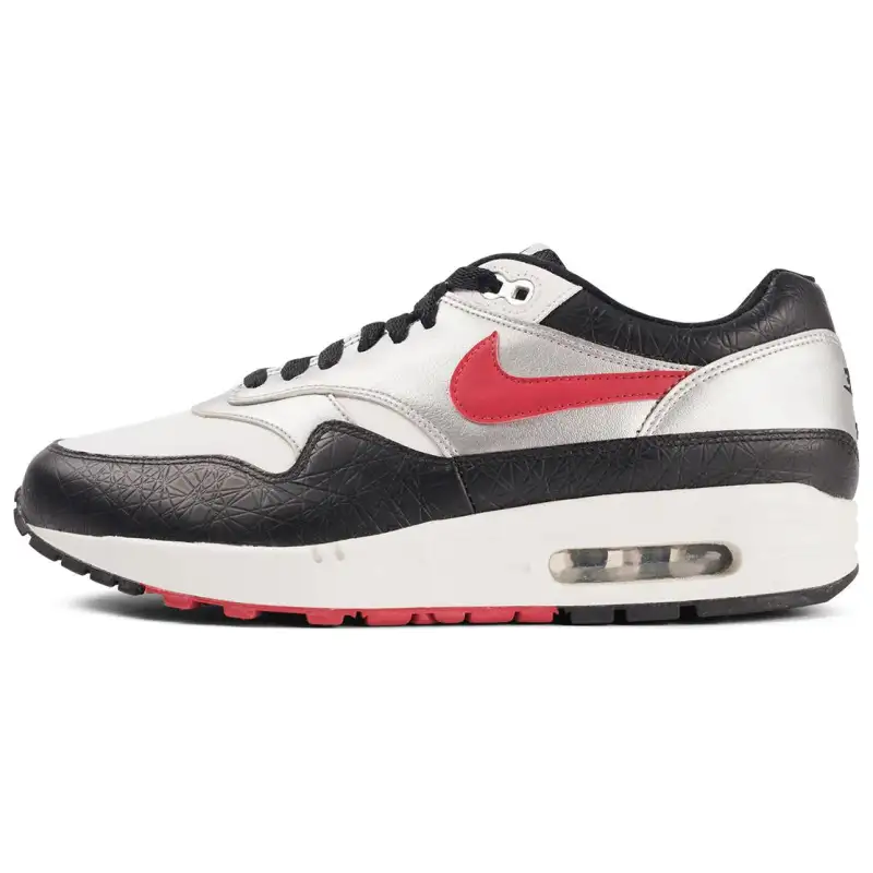 Nike Air Max 1 Comfortable Low top Running Shoes Men's Black Red