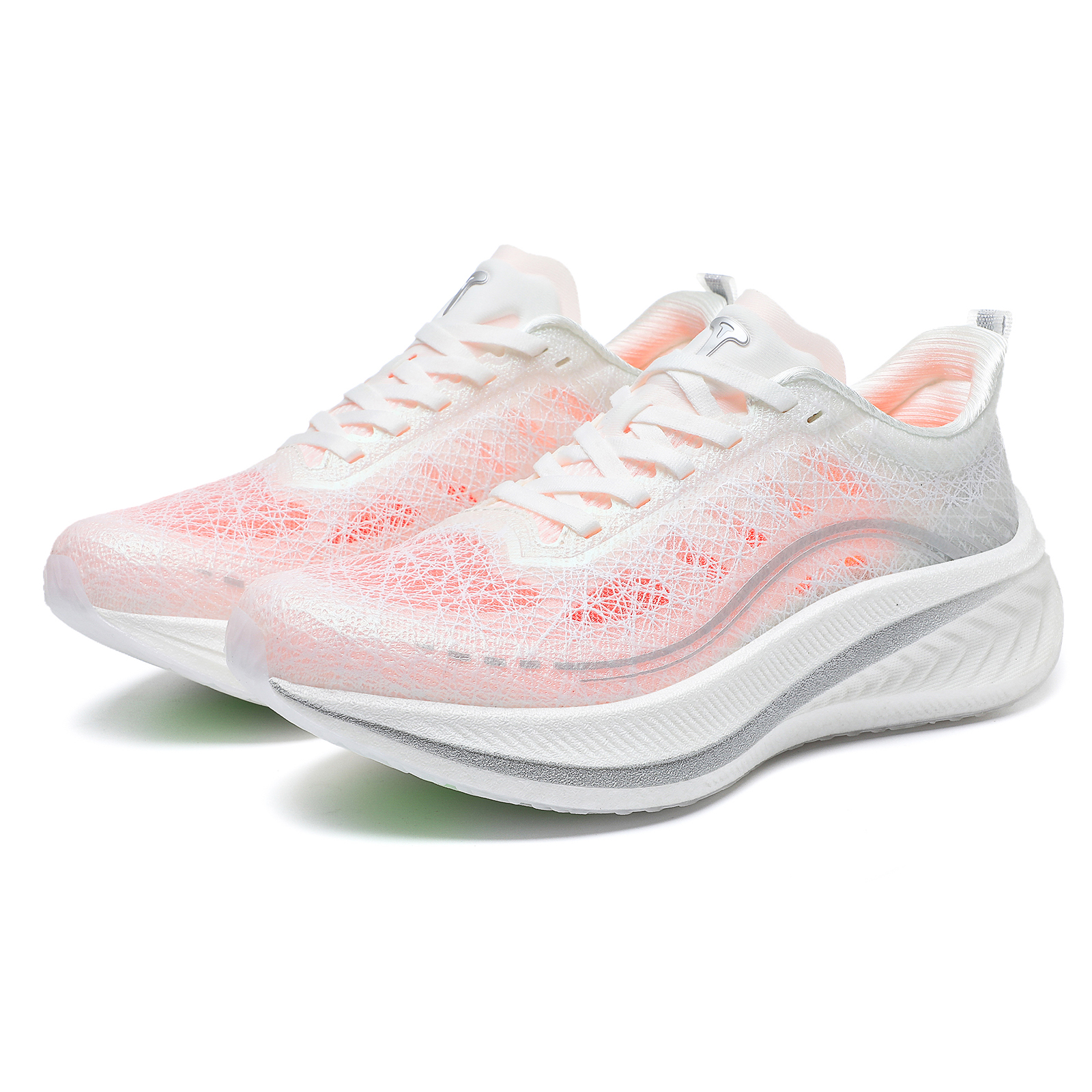 TREEPERI Breathable Coverage Balance Low-Top Carbon Board Marathon Running Shoes Men’s Silver Light White