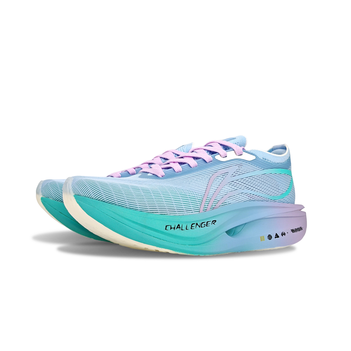 Li Ning Feidian 5 ELITE Cushioning Slip Resistant Breathable Low top Carbon Plate Casual Running Shoes Men’s Pink Blue