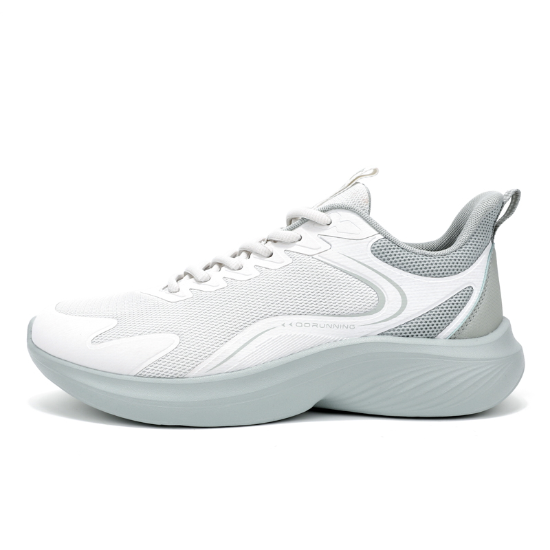 QIAODAN Cushioning, Slip Resistant, And Abrasion Resistant Low Top Running Shoes Men’s White Gray Green
